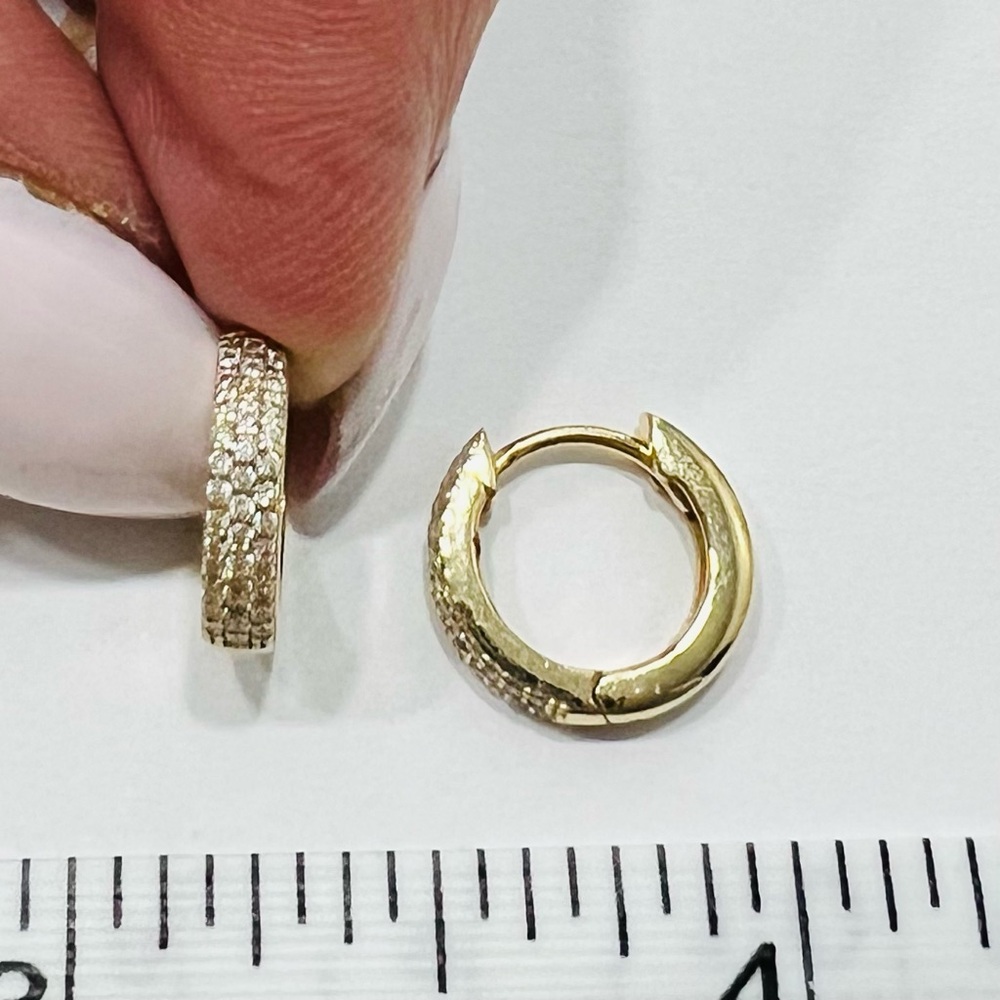 Sarah Elise  Gold Diamond Huggie Earrings Jewelry